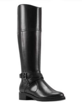 Bandolino Black Knee High Riding Boots Womens 6 Leather Buckle Zip Classic